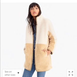 J crew Colorblock zip up teddy coat